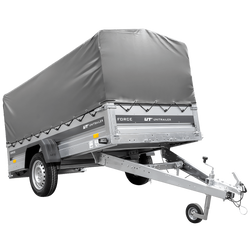 Autotransportanhänger 264x125 UNITRAILER FORCE 264 KIPP mit H-800 Rahmen und grauer Plane