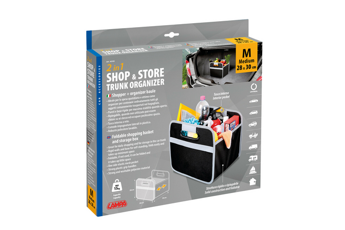 LAMPA Shop&amp;Store M Auto-Organizer, faltbarer Kofferraumkorb, 32 x 27 cm