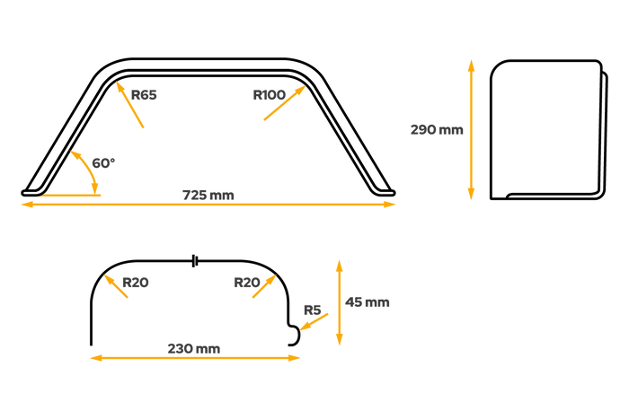 Anhänger Kotflügel 13" CHORUS 725/230mm