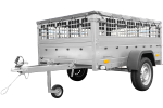 PKW-Anhänger auf Federn 200x125 UNITRAILER GARDEN 201/R KIPP mit Gitterwänden, H-0-Rahmen und grauer Plane