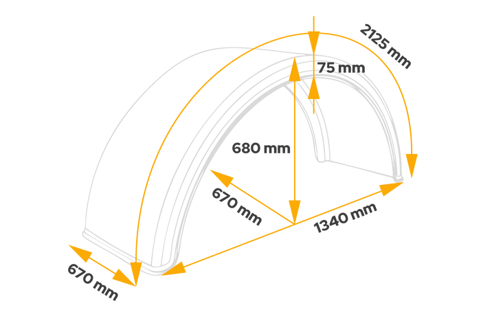 Doppelkotflügel für Anhänger 20-24,5" DOMAR DK1585 Radkasten 1340/670mm