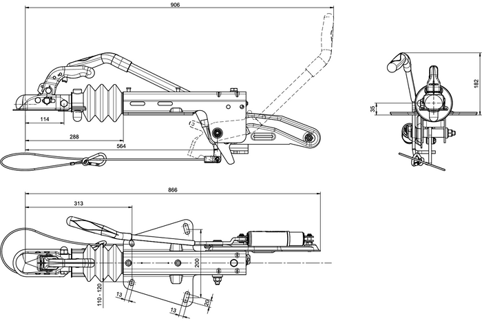 KNOTT KF17C Auflaufvorrichtung mit K20B-Kupplung für einen 1700 kg Anhänger mit V-Deichsel
