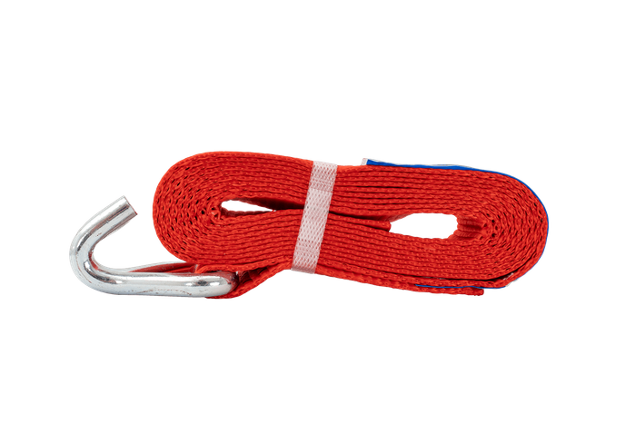 Satz aus vier roten UNITRAILER 4m/50mm/5t Transportgurten mit Spannvorrichtung