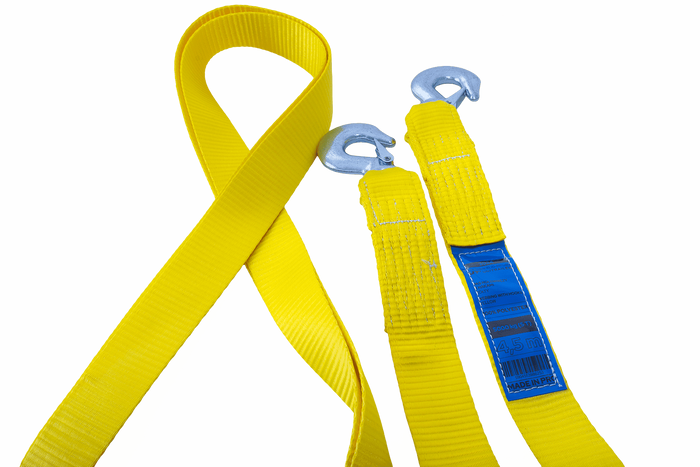 Abschleppseil mit Haken UNITRAILER Abschleppgurt 4,5m/50mm/5t gelb