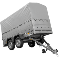 2-Achs Pkw-Anhänger UNITRAILER GARDEN TRAILER 264/2 KIPP mit Stützrad, Bordwandaufsatz, H-800 Rahmen und grauer Plane