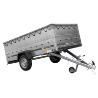 Einachsanhänger auf Federn 264x125 UNITRAILER GARDEN 264/R KIPP mit BIS-Seiten, H-0-Rahmen und grauer Plane