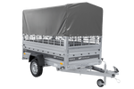 Einachsanhänger 230x125 UNITRAILER FORCE 230 KIPP mit Gitterseitenwänden, H-800 Rahmen und grauer Plane
