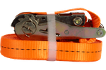 Satz aus vier UNITRAILER 12m/25mm/1t orangefarbenen Transportgurten mit Spannvorrichtung