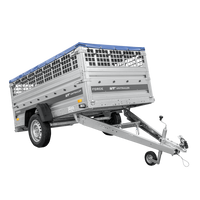 Einachsanhänger 230x125 UNITRAILER FORCE 230 KIPP mit Gitterseitenwänden, H-0-Rahmen und blauer Plane