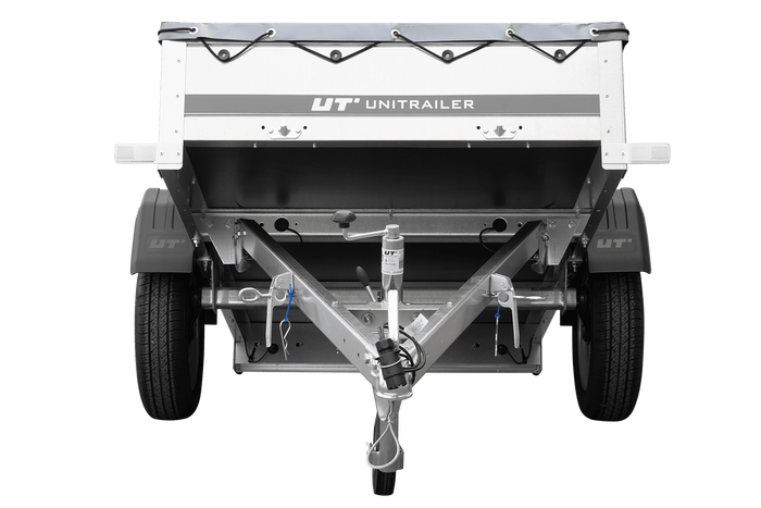 Anhänger für Auto Garden Trailer 200 KIPP 200x106 cm 750 kg [mit Flachplane und Stützrad]