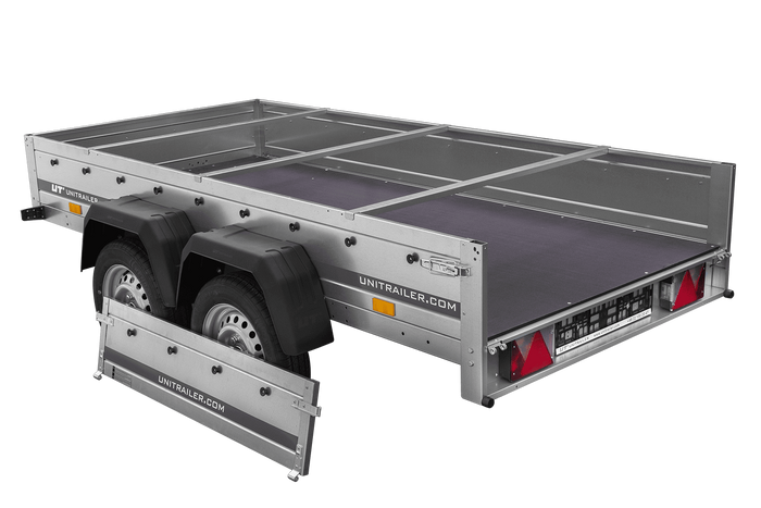 GARDEN TRAILER 264/2 KIPP MIT STÜTZRAD, PLANENTRÄGER UND BLAUER FLACHPLANE