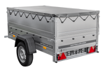 Einachsanhänger 200x106 UNITRAILER GARDEN 200 KIPP mit BIS-Seitenwänden, H-0-Rahmen und grauer Plane