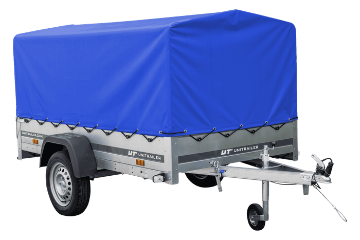 PKW-Anhänger 230x125 UNITRAILER GARDEN 230 KIPP mit blauer Hochplane 80 cm