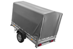 Autotransportanhänger mit Aluminiumwänden 230x125 Unitrailer Garden 230 KIPP ALU mit H1100-Rahmen und grauer Plane