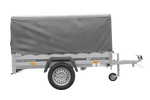 Einachsanhänger 200x125 UNITRAILER GARDEN 201 KIPP mit H-800 Rahmen und grauer Plane