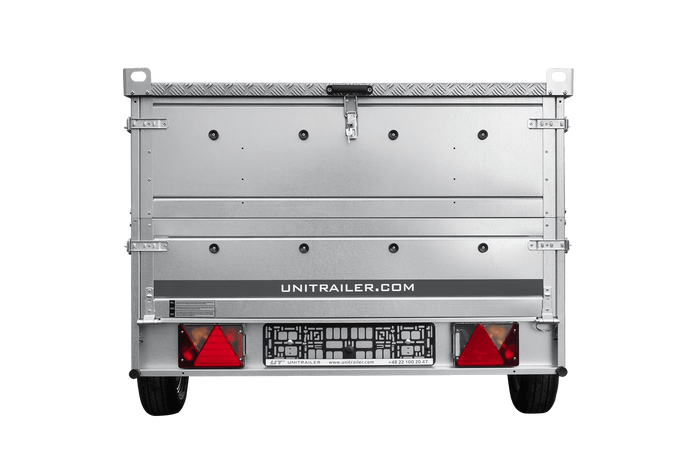 Einachsiger Anhänger auf Blattfedern 264x125 UNITRAILER GARDEN 264/R KIPP mit BIS-Seitenwänden und Aluminiumabdeckung