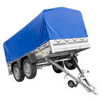 Zweiachsiger Anhänger mit Aluminiumseitenwänden 264x125 Unitrailer Garden 264/2 KIPP ALU mit H-800 Rahmen und blauer Plane