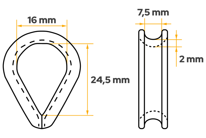 DROMET KU.6 Seilkausche, Stahlkordel, 6mm