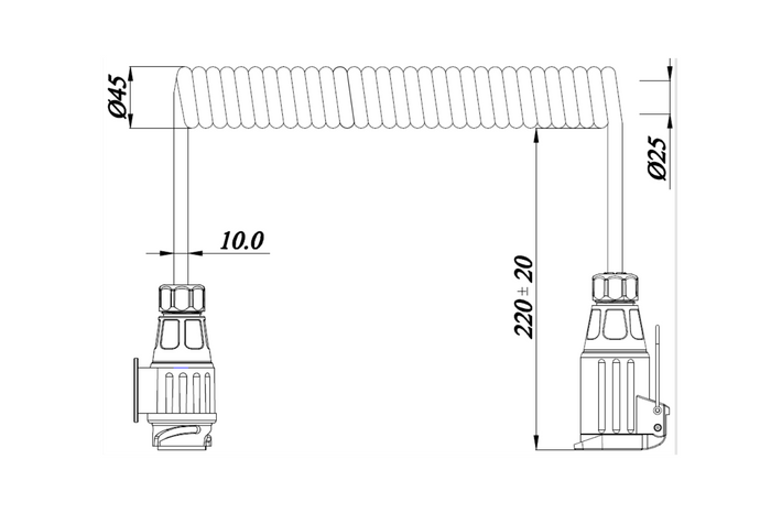 KAMAR E1384-A Spiralkabel 1,5 m 12 V Stecker/Buchse 13-polig
