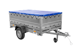 Unitrailer GARDEN TRAILER 230 FD Pkw-Anhänger mit Stützrad, zusätzlichen Bordwänden und blauer Plane