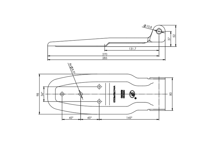 Seitenscharnier für Einbau STEELPRESS HB-01.270-02 Anhänger Seitenmontage