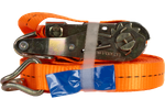 Satz aus vier UNITRAILER 12m/25mm/1t orangefarbenen Transportgurten mit Spannvorrichtung