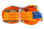 Satz aus vier UNITRAILER 10m/35mm/2t orangefarbenen Transportgurten mit Spannvorrichtung