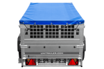 Einachsanhänger 200x106 UNITRAILER GARDEN 200 KIPP mit Maschenseitenwänden und blauer Plane