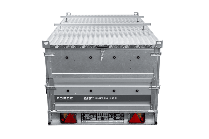 Einachsiger Anhänger auf Blattfedern 264x125 UNITRAILER FORCE 264/R KIPP mit BIS-Seitenwänden und Aluminiumabdeckung