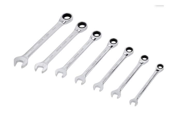 YATO YT-0208 Ratschen-Kombinationsschlüssel 10-19mm 7-teilig.