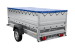 Leichter Anhänger 264x125 UNITRAILER FORCE 264 KIPP mit BIS-Seitenwänden, H-0-Rahmen und blauer Plane