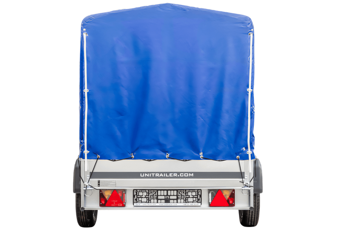 GARTENANHÄNGER 230 KIPP MIT STÜTZRAD, H-1100 RAHMEN UND BLAUER ABDECKUNG