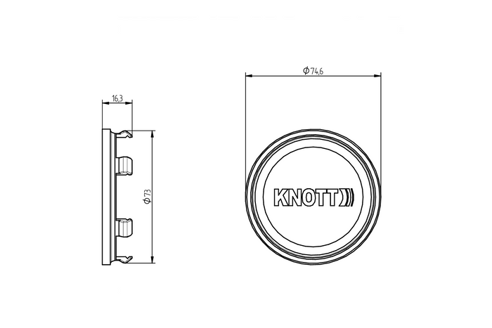 KNOTT 75mm Nabenlagerdeckel für Aluminiumfelgen