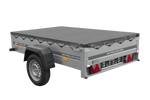 PKW-Anhänger 200x125 UNITRAILER GARDEN 201 KIPP mit grauer Flachplane und Flachplanenträger