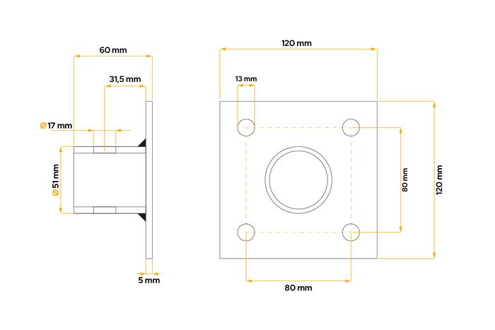 UNITRAILER TJ5002A Kurbelwellenstützadapter, Halterung für TJ5001 und TJ5002 Stößel