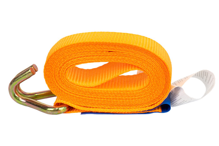 Satz aus vier KAMAR 3 m/25 mm/0,8 t orangefarbenen Transportgurten mit Spannvorrichtung