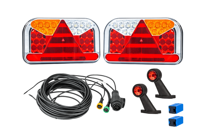 Rückleuchtenset: FRISTOM FT-170 LED-Rückleuchten + FRISTOM FT-009 LED-Umrissleuchten + MANTES 7m 13-PIN-Kabelbaum