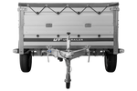 Einachsanhänger mit Aluminiumwänden 230x125 Unitrailer Garden 230 KIPP ALU mit BIS-Seitenwänden, H-0-Rahmen und grauer Plane