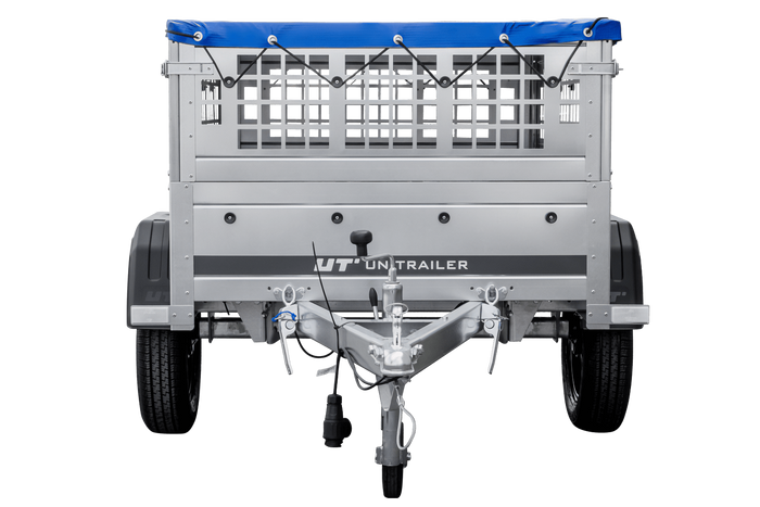 Kompakter Anhänger Garden Trailer 150 KIPP 150x106 cm 750 kg mit Laubgitteraufsatz