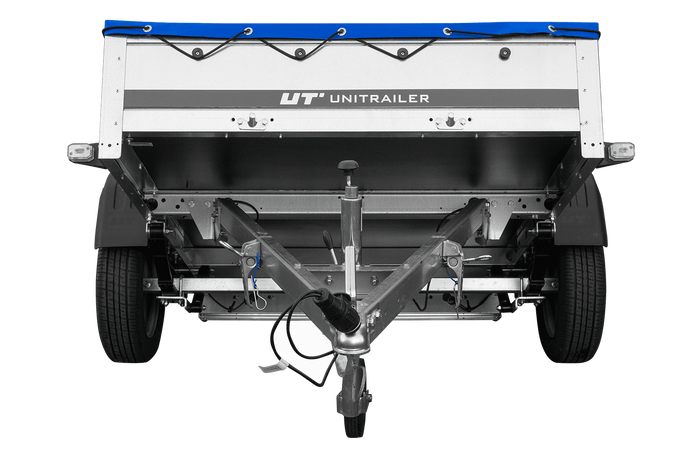 PKW Anhänger auf Federn 200x125 UNITRAILER GARDEN 201/R KIPP mit H-0 Rahmen und blauer Plane