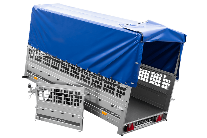 Einachsanhänger GARDEN TRAILER 264 KIPP mit Laubgitteraufsatz, Hochplane, Hochspriegel und Stützrad