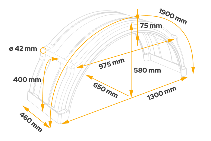 Kotflügel für Anhänger 19,5-24,5" DOMAR DK4175 Radlauf 1300/460mm für Schnellmontage