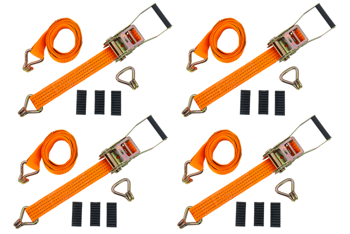 Satz aus vier 3-Punkt-Transportgurten mit Spannvorrichtung für UNITRAILER-Anhänger 3 m/50 mm/4 t, orange