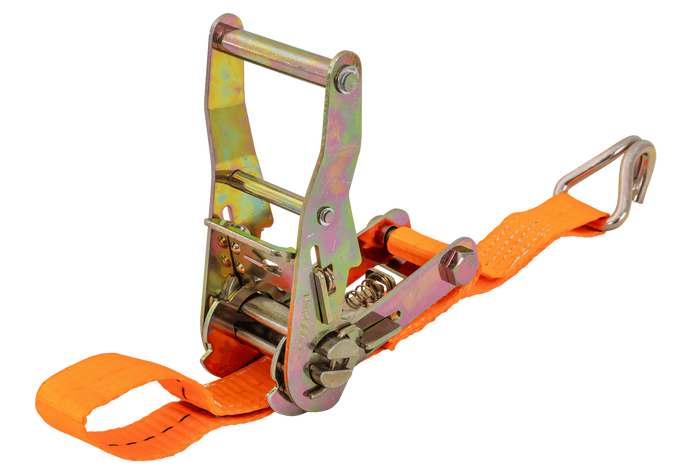 Satz aus vier UNITRAILER 3m/25mm/1t orangefarbenen Transportgurten mit Spannvorrichtung