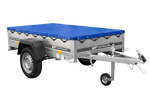 Gartenanhänger 200 Kipp mit Stützrad, H-0-Rahmen und blauer Plane