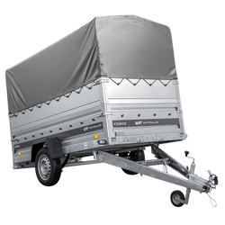 Leichter Anhänger auf Blattfedern 264x125 UNITRAILER FORCE 264/R KIPP mit BIS-Seitenwänden, H-800-Rahmen und grauer Plane