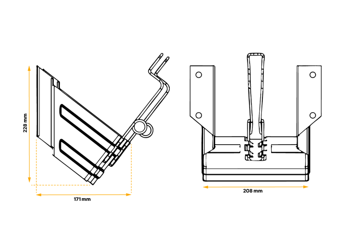 E53 Unterlegkeil mit LOKHEN Befestigungswinkel H: 225mm