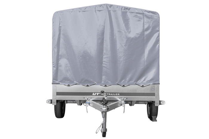 Autotransportanhänger auf Federn 264x150 UNITRAILER GARDEN 265/R KIPP mit H-1100 Rahmen und grauer Plane