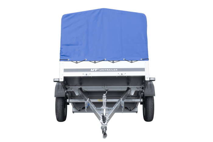 Leichter Anhänger 200x125 UNITRAILER GARDEN 201 KIPP mit H-800 Rahmen und blauer Plane