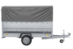 Leichter Anhänger auf Blattfedern 264x125 UNITRAILER FORCE 264/R KIPP mit BIS-Seitenwänden, H-800-Rahmen und grauer Plane